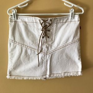 White denim mini skirt